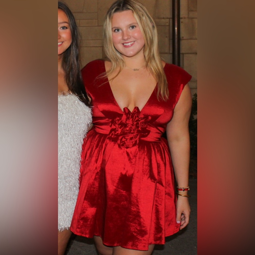 For Love & Lemons Rose Red Mini Dress